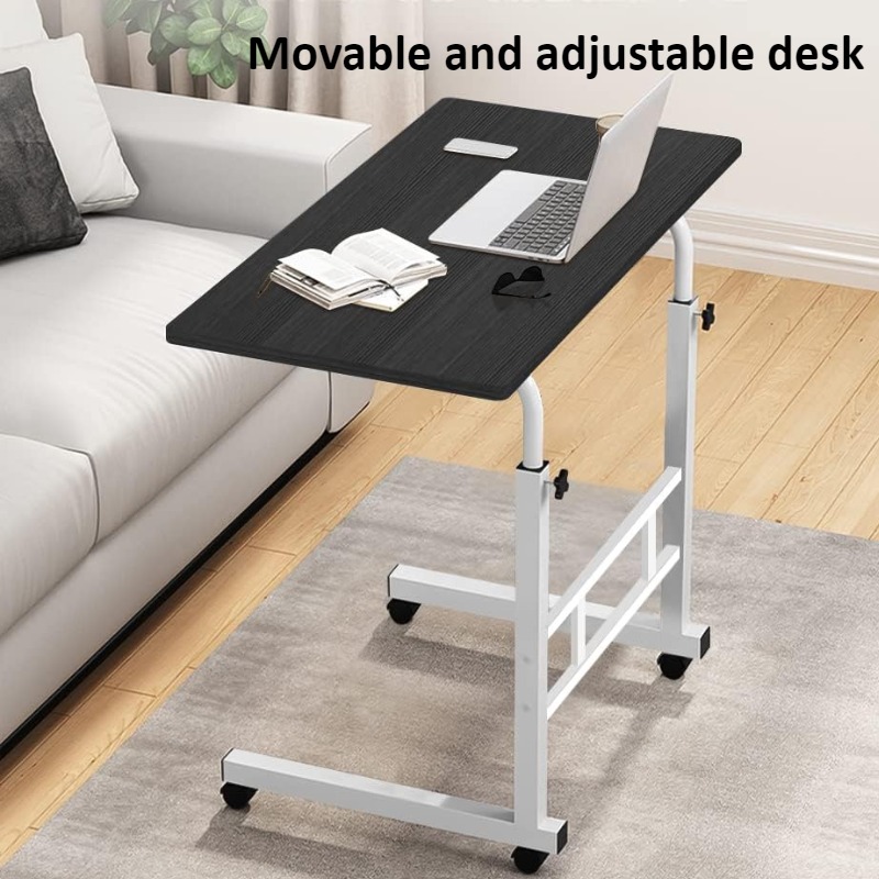 Tablet Lap Desk - ユニバーサルホイール付きベッドサイドデスク,特大テーブル,高さ調節可能,大型ノートパソコン,学生用ポータブルスタディデスク
