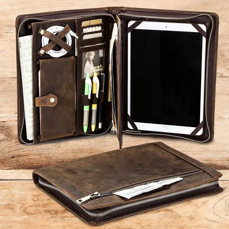 Tablet Tech Accessories - iPad用タブレット収納バッグ ペンホルダー付き データケーブル収納 スマホオーガナイザー テックアクセサリー レザー