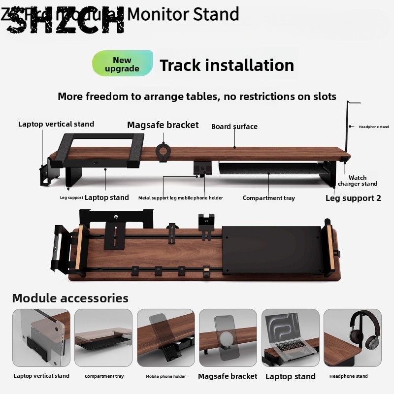 Tablet Lap Desk - Z3 Pro モジュラーモニターライザー 無垢材デスクトップ昇降スタンド コンピュータースクリーンスタンド 人間工学に基づいたオフィスデスクオーガナイザーシステム