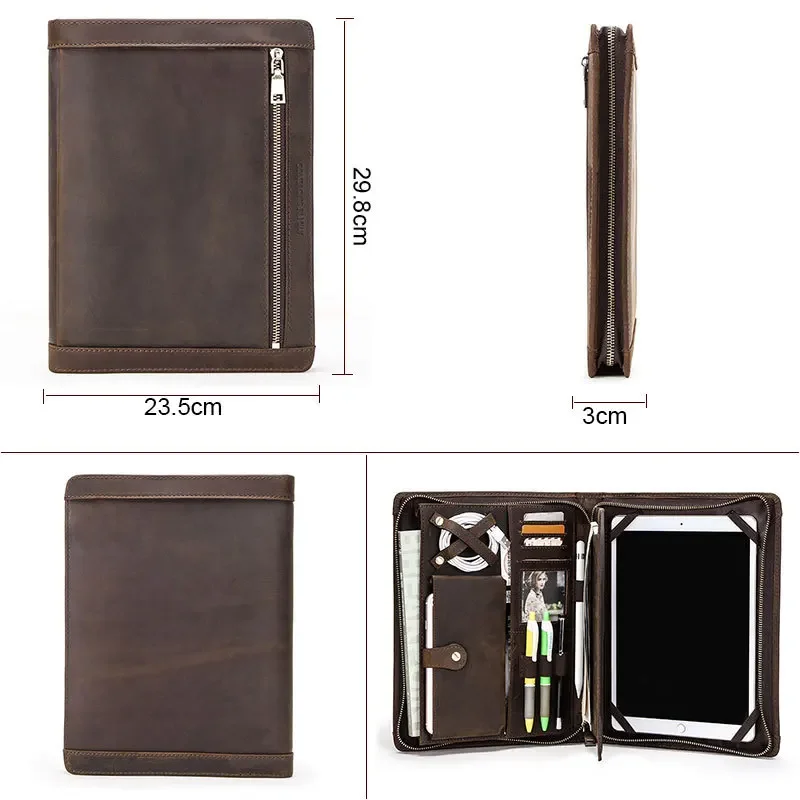 Tablet Tech Accessories - ペンスロット付きデータケーブル電話オーガナイザーテックアクセサリーレザータブレット収納バッグ（iPad用）