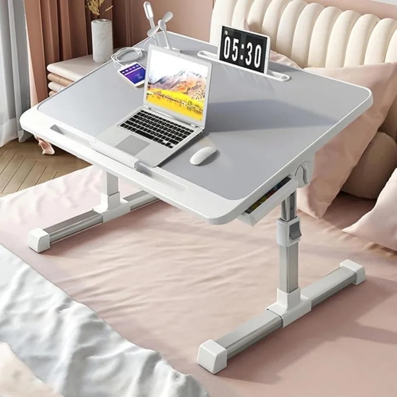 Tablet Lap Desk - ノートパソコン用ベッドトレイテーブル、高さ調節可能、ポータブルスタンド、折りたたみ脚、ソファ、カウチ、床用ラップタブレットテーブル