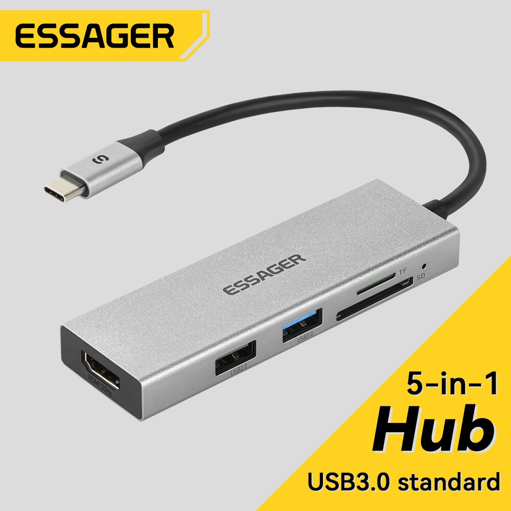 Essager 5 in 1 USB cハブHDMI-4Kド - Usb Hub Type C のレビューと価格