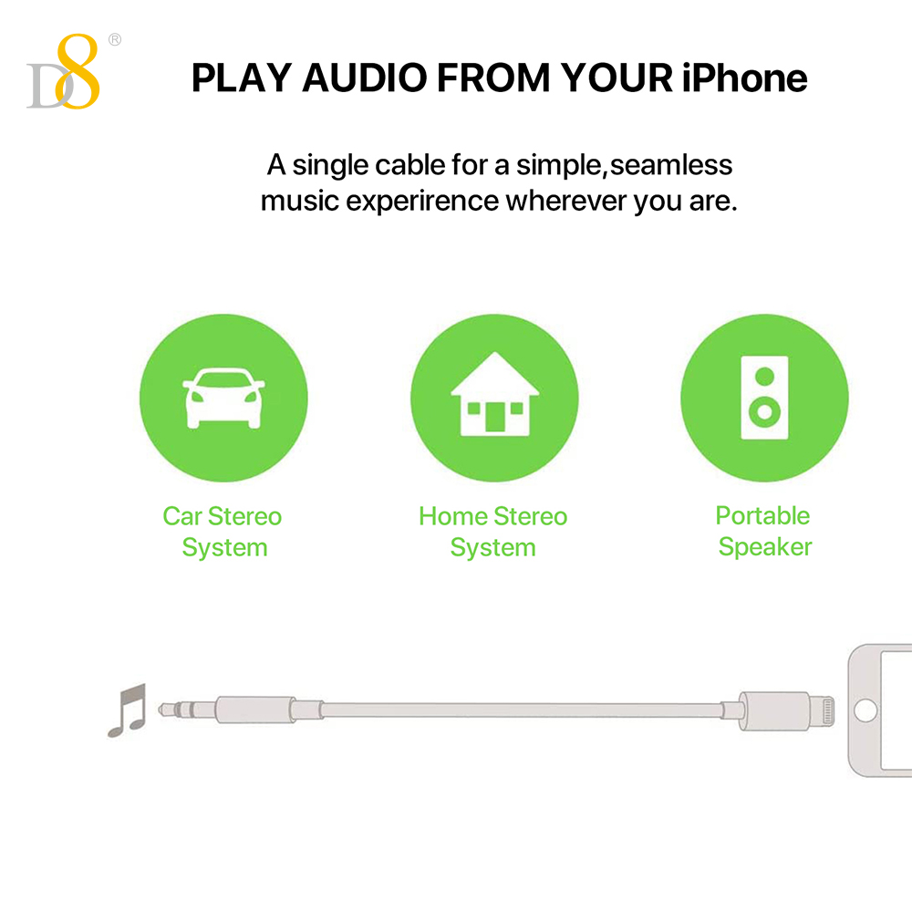 D8 ライトニング - 3.5mm オーディオ アダプター  - Wired Earphone Lightning のレビューと価格