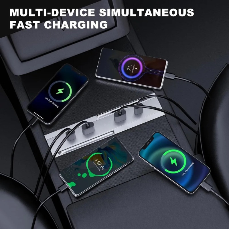 センターコンソールカーアダプター マルチポート 65W Ty - Usb Hub Type C のレビューと価格