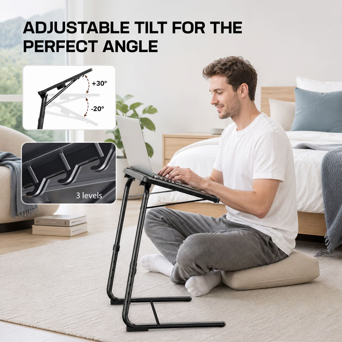 高さ調整可能なノートパソコン用ベッドテーブル 6段階高さ調整 - Tablet Lap Desk のレビューと価格