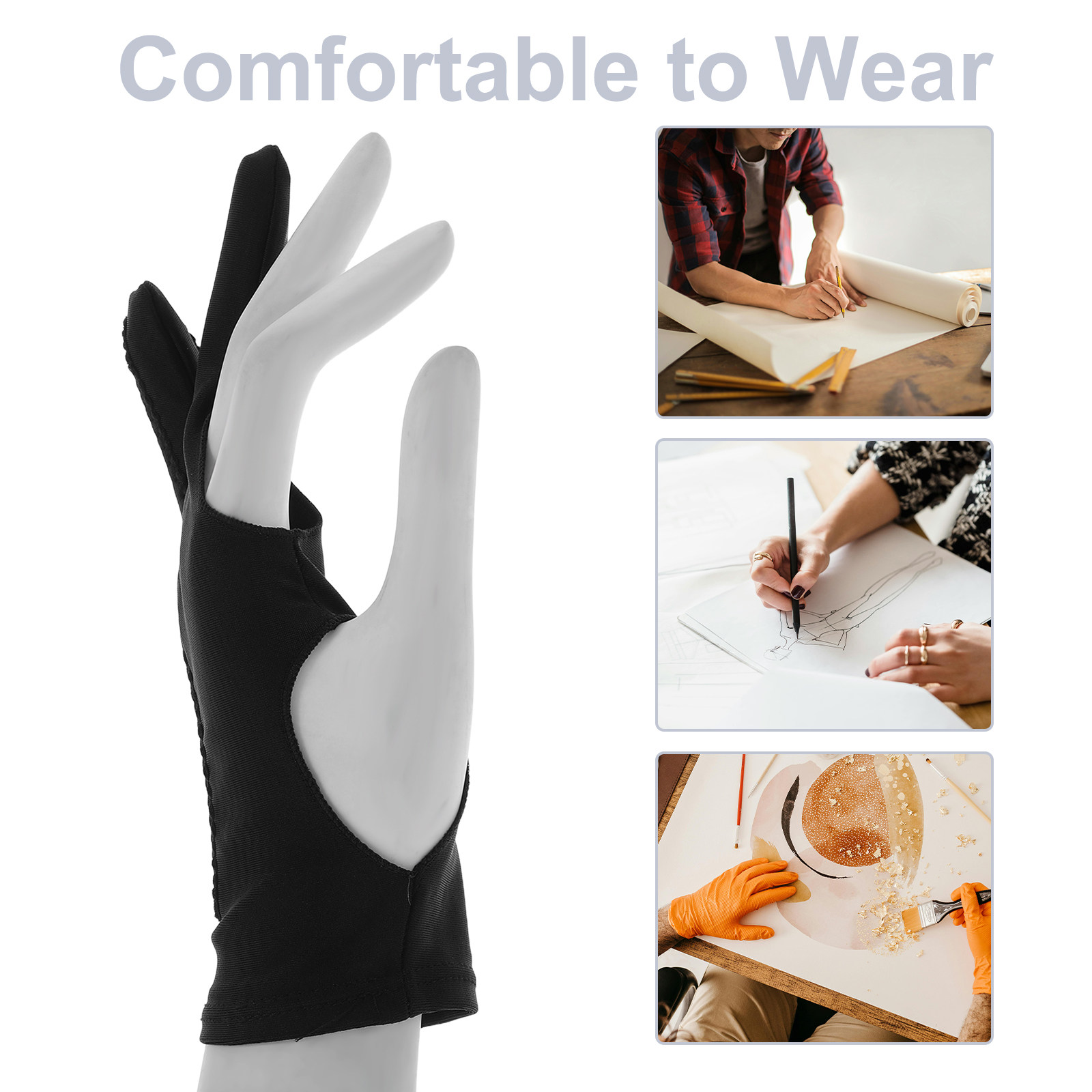 4個入り、2本指用、グラフィックタブレット用、にじみ防止、滑 - Drawing Glove Artist のレビューと価格