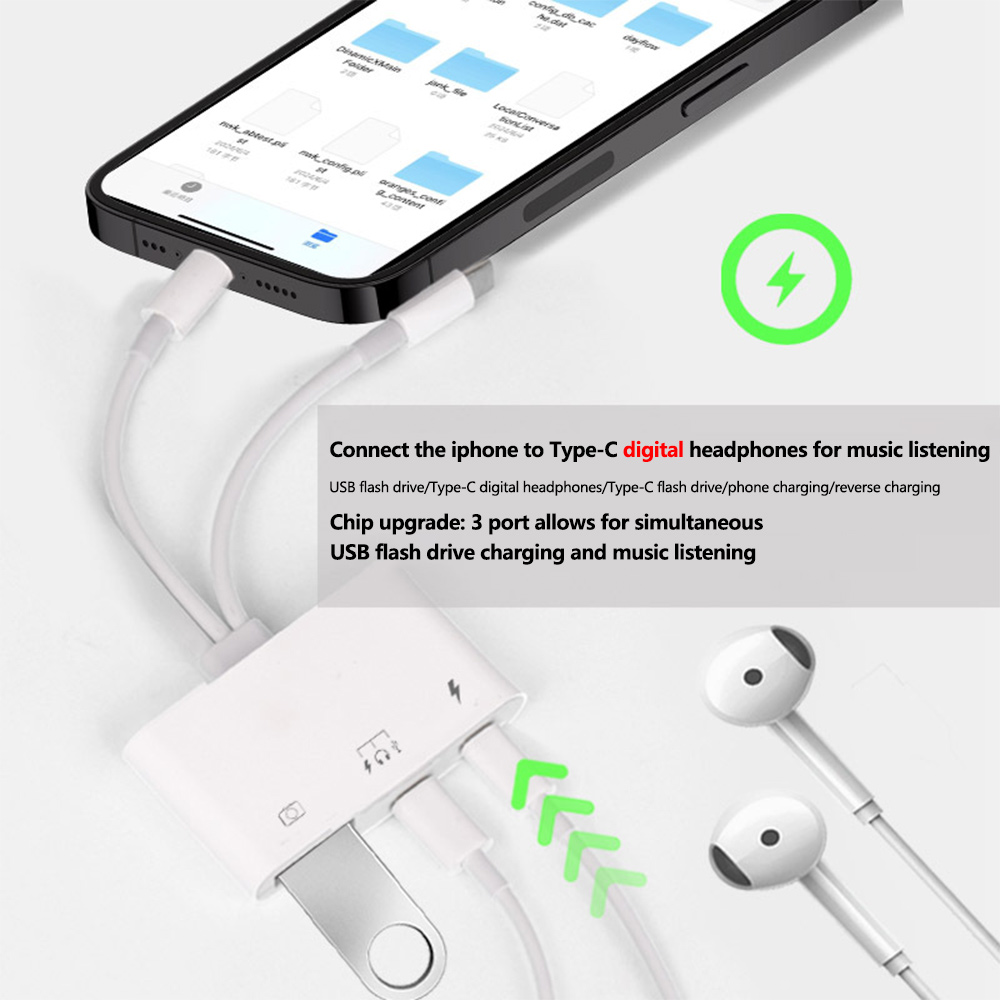 2 in 1 ライトニング Type C to USB OT - Wired Earphone Lightning のレビューと価格