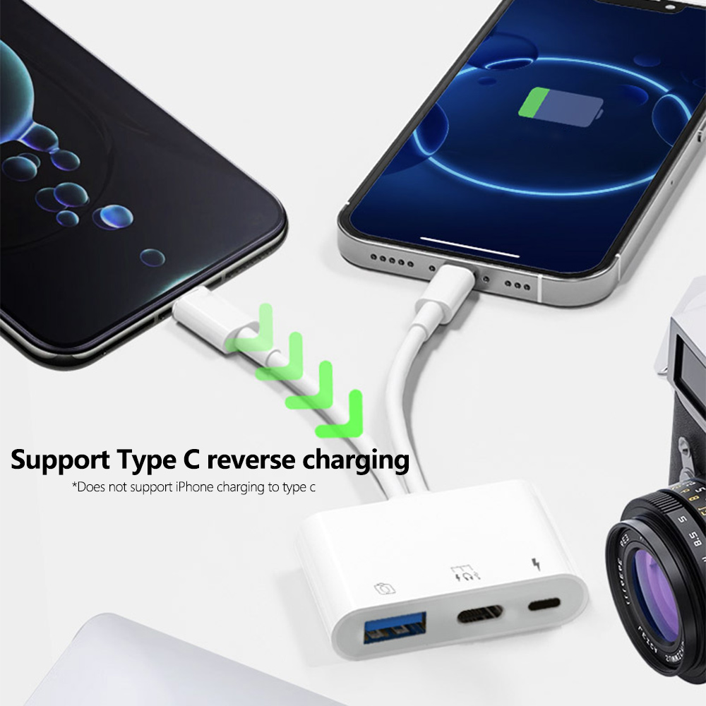 2 in 1 ライトニング Type C to USB OT - Wired Earphone Lightning のレビューと価格